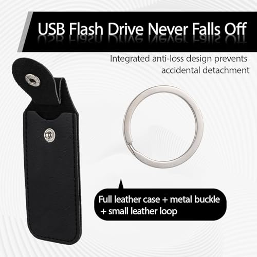 4 Pcs Flash Drive Case, Leather Anti Lost Thumb USB Flash Drive Holder USB Storage Cases Protective Cover Small Portable Storage Carrying Case with Keychain (Black)