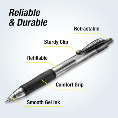 PILOT G2 Premium Refillable and Retractable Rolling Ball Gel Pens, Ultra Fine Point, Black Ink, 12-Pack (31277) - color: Black Ink, size: 12 Count (Pack of 1)