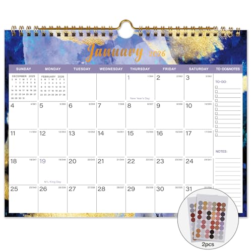 Lbylyhxc 2026 Calendar - Includes January 2026 to June 2027-18 Monthly Wall Calendar 2026, 11 x 8.5 Inches.Thick Paper with Julian Dates and Block for New Year and Christmas Presents (wall calendar 2026-2027 inks) - color: wall calendar 2026-2027 inks