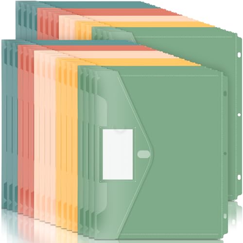 Forvencer Binder Pocket, 36 Pack Super Heavyweight Plastic Folders with Tight Closure, Binder Folders Side Loading, 3 Ring Binder Pocket, Binder Dividers with Pockets, Letter Size, Retro Series - color: Vintage, size: 36 Pack