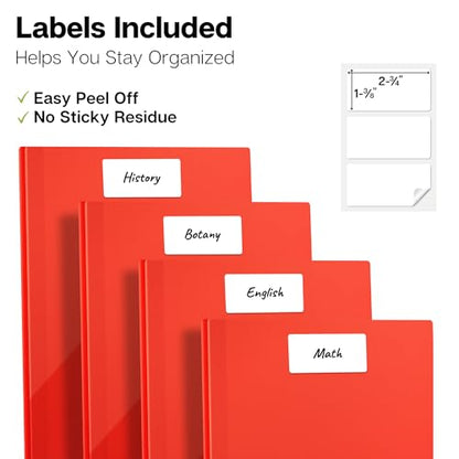Dunwell Plastic Folders with 3 Prongs, (12 Pack, Red), 2-Pocket Folders with Fasteners, Durable Acid-Free Poly for Long Term Use, Labels Included - color: Red, size: 12 Pack