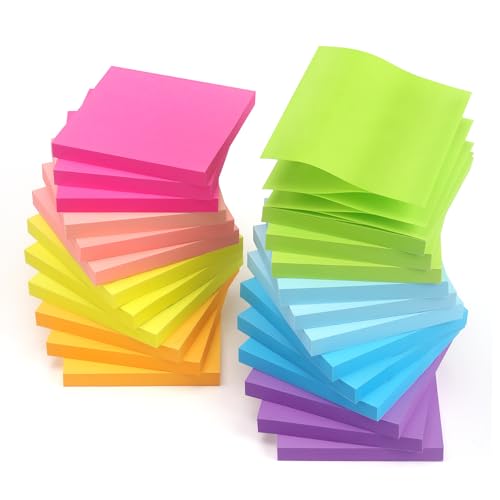 24 Pads Pop Up Sticky Notes 3x3 Refills Bright Colors Self-Stick Notes Pads Super Adhesive Sticky Notes Great Value Pack - color: 24 Pads-pop Up