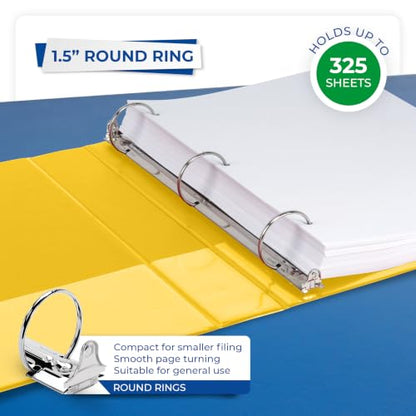 Samsill Economy 3 Ring Binder Organizer, 1.5 Inch Round Ring Binder, Customizable Clear View Cover, Yellow Binder - color: Yellow, size: 1-Pack, style: 1.5-Inch