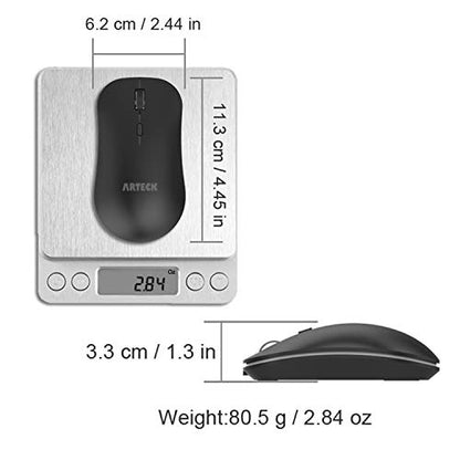 Arteck 2.4G Wireless Mouse with Nano USB Receiver Ergonomic Design Silent Clicking for Computer/Desktop/PC/Laptop and Windows 10/8/7 Build in Rechargeable Battery (Black) - color: Black