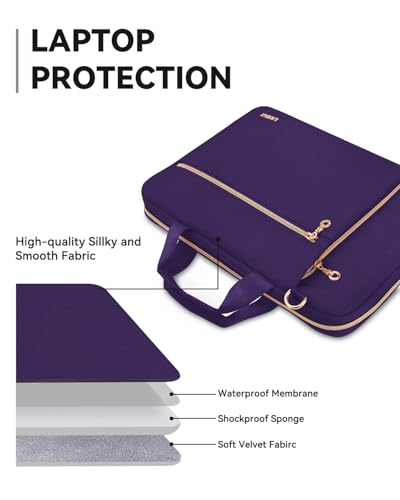Laptop Case Bag Women Men Computer Sleeve Compatible with MacBook/Dell/HP/Acer/ASUS/LG, Waterproof Shoulder Carrying Briefcase, Violet, 15.6-16 Inch - color: Violet, size: 15.6 inch