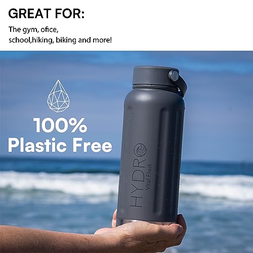 32oz Stainless Steel Insulated Water Bottle, Keep 24H Cold, Leak-Proof Wide Mouth Lids, BPA-Free Bottles, Mens Water Bottle for Gym, Hiking, Travel -Gray - color: Gray-Handle Lid, size: 32 Ounces