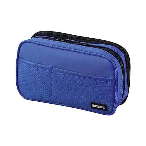 LIHIT LAB Large Capacity Double Zipper Pencil Case For School Office College, Big Capacity 6 Compartments Pencil Bag Holder Adults Teen Boys Girls, Travel Cosmetics Storage, Blue (A7555-108) - color: Blue, size: 1 Count (Pack of 1), style: Double: 7.9 X 2