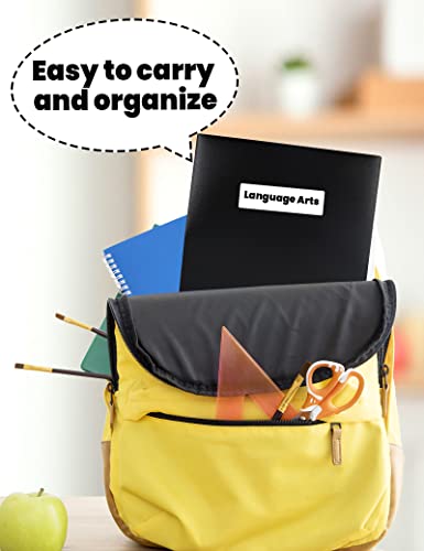 SUNEE 2 Pocket Folders (6 Pack, Black) Heavy Duty Plastic Folders with Pockets Fit Letter-Size Papers, Two-Pocket Poly Folder Bulk for School, College, Office - color: Black, style: 6-Pack