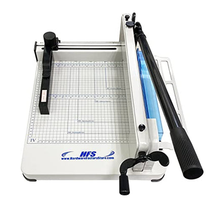 HFS(R) Heavy Duty Guillotine Paper Cutter Bundle - A4, 12'' Blade, 400 Sheet Capacity, Solid Steel Construction with Replacement Cutting Stick
