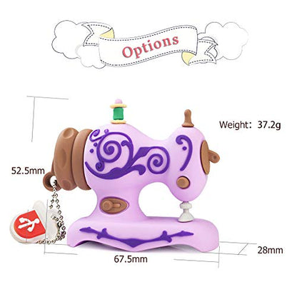 BorlterClamp 32GB USB Flash Drive Cute Cartoon Sewing Machine Model Memory Stick, Gift for Students and Children (Purple) - color: 32GB purple
