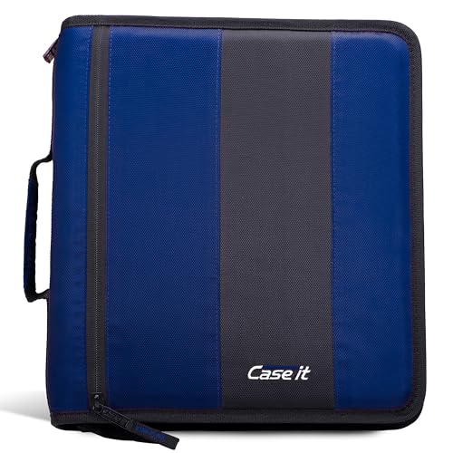 Case-it Classic Zipper Binder | 2-Inch O-Rings, 350 Sheet Capacity, Multiple Storage Pockets & Shoulder Strap | School & Office Organizer | D-251 Midnight Blue - color: C Midnight Blue, size: 1 Pack