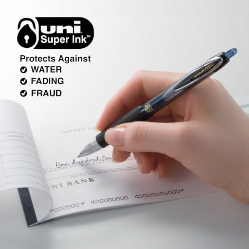 uniball™ 207 Gel Pens, Blue Ink, 0.5mm Micro Point, Retractable, 12 Count, Smooth Writing, Fraud-Resistant, uni Super Ink™ - color: Blue, size: 12 Count (1 Pack), style: Micro