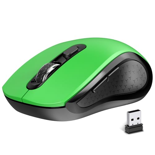 Wireless Computer Mouse Ergonomic, Silent Cordless Mouse with Side Buttons | 2.4Ghz USB Receive, 3-Speed DPI, Anti Slip Roller, Quiet Click Mice for Laptop PC Desktop Chromebook Windows - Black & Green - color: AT268-Green & Black