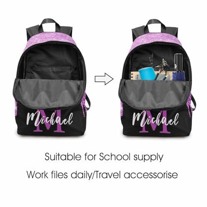 Personalized Girl Backpacks Shiny Pattern Glitter Book Bags for Girls with Name Tie Dye Custom Bookbag Lunch Bags For Girls Boys Customize Book Bag Students Back to School in School Season - color: Color 08