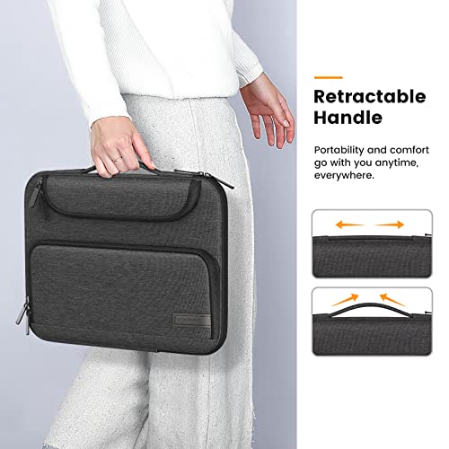 MoKo 13-14 Inch Laptop Sleeve Bag Fits New 13-inch Mac Air M5 & Mac Neo A18 Pro, 14" MacPro M5/M4/M3/M2/M1, 13" Mac Air, Polyester Bag with Double Pockets, Retractable Handle, Black & Gray - color: Black & Gray, style: 13-14 Inch