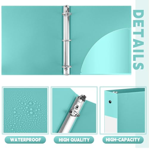 Henoyso 36 Pcs Mint Green 1.5 Inch 3 Ring Plastic Binder Bulk, 1 1/2 Inch Soft Flexible Binders Three Round Rings Fit 8.5x11 Papers for School Office Home File Organization Supplies - color: Mint Green