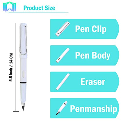 6 Sets Everlasting Pencil, Infinity Pencil, No-Sharpening Pencils for Writing, Drawing, Students, Home, Office, School (6 Pencils + 6 Erasers + 8 Replaceable Nibs), Macaroon - color: Macaroon