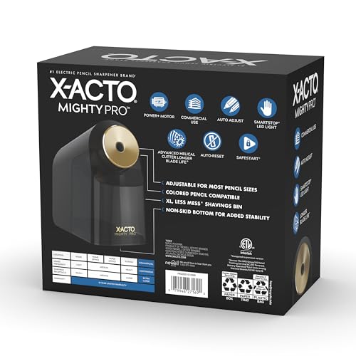 X-ACTO Mighty Pro Electric Pencil Sharpener, Black, 1 Count - Back to School, Teacher, Classroom Supplies