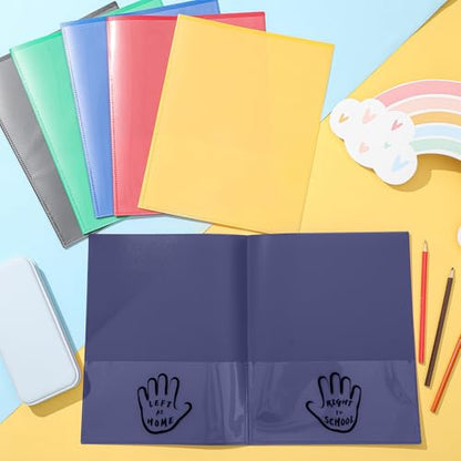 Henoyso 24 Pcs School to Home Folder with Pocket Plastic Heavy Duty Clipboard Folder with Clear Front Pocket Homework Take Home Folders for School Students Parent Teacher Communication (Navy Blue) - color: Navy Blue