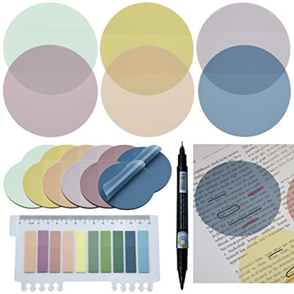 YOUDEFUL 800Pcs Transparent Sticky Notes, 2.76"x2.76" Clear Round Sticky Notes, Waterproof Translucent Sticky Note Pads for Books Annotation, Clear Post it Notes for Bible Study, School, Office - size: Round Morandi