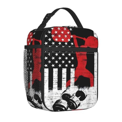Weightlifting American Flag Lunch Bag 10In | Insulated Lunch Box Reusable Tote Bag For Picnic Office For Women Men - color: Style 4