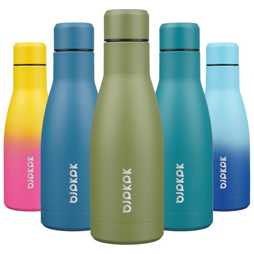 BJPKPK 12oz Water Bottles Stainless Steel Double Wall Vacuum Insulated Small Water Bottles for Travel,Olive Green - color: Olive Green, size: 12 Ounces
