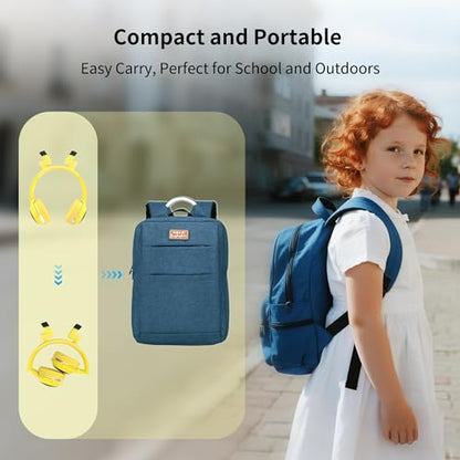 Wireless Kids Headphones with 7-Color LED Lights, 85dB Safe Volume & 40H Playtime – Ultra-Soft Over-Ear for School Travel - color: Yellow