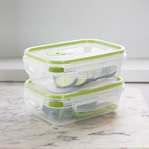 Sterilite Ultra-Seal 3.1 Cup Rectangle, Airtight Food Storage Container, Latching Lid, Microwave and Dishwasher Safe, Clear With Green Gasket, 6-Pack