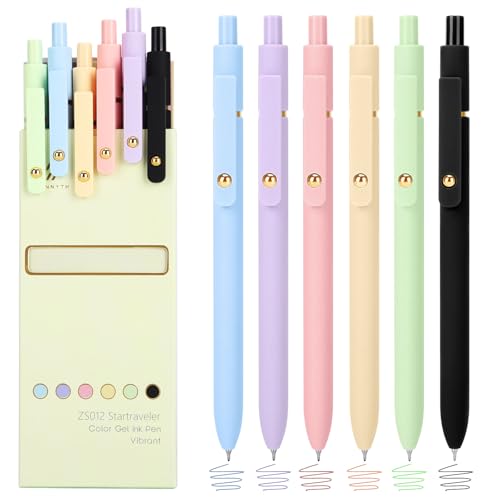 Ddaowanx Colored Gel Pens, 0.5mm Fine Point Retractable,Colorful Pens for Journaling,School Supplies, Gifts for Nurse and Teens, Stockings Stuffers for Women(6Pcs-Aesthetic Colors) - color: 6Pcs-Aesthetic Colors