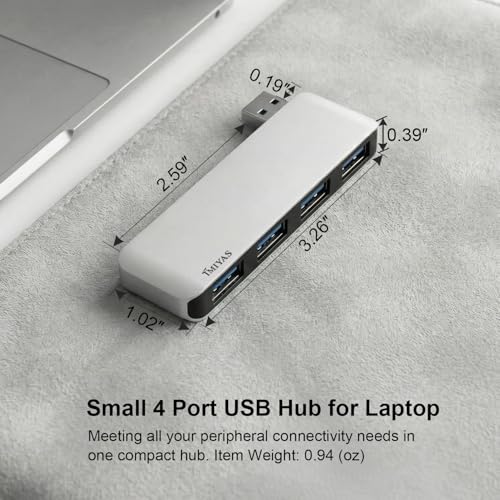 Right Side USB 3.0 Hub, 4-Port Cable-Free USB Splitter for Laptop, Direct-Plug Design, Compatible with MacBook, Laptops, Desktop, Surface, Flash Drive, HDD and USB More - color: Silver(Right)