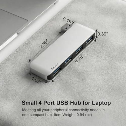 Right Side USB 3.0 Hub, 4-Port Cable-Free USB Splitter for Laptop, Direct-Plug Design, Compatible with MacBook, Laptops, Desktop, Surface, Flash Drive, HDD and USB More - color: Silver(Right)