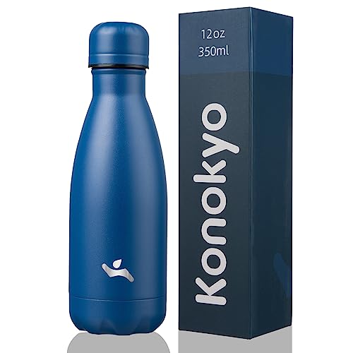 Konokyo Insulated Water Bottles,12 oz Double Wall Stainless Steel Vacumm Metal Flask for Sports Travel,Blue - color: Blue, size: 12 Ounces