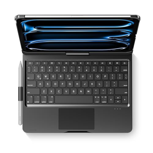 edaiser Swivel Keyboard Case for iPad Pro 11-inch M5 M4 (2025 2024) Black | 360° Rotatable Protective Cover with Pencil Holder | Multi-Touch Trackpad | RGB Backlit | A3357 A3358 A3359 A2836 A2837 A3006 - color: Black, size: iPad Pro 11" (M4/M5)