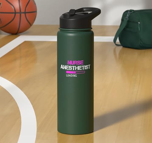 nurse anesthetist loading - future crna nursing student Stainless Steel Insulated Water Bottle - color: Dark Green