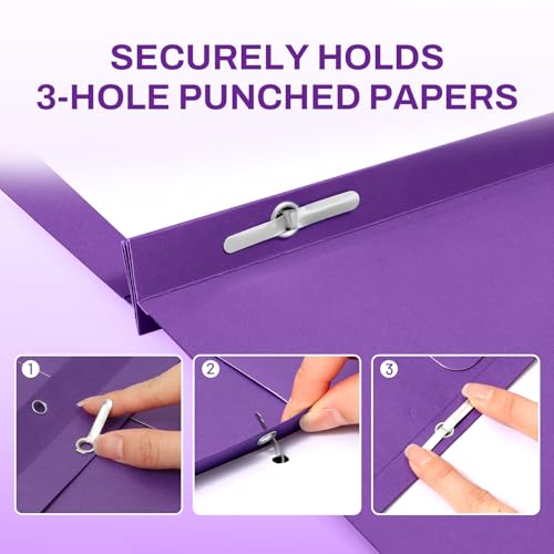 SUNEE 2 Pocket Folders with Prongs (25 Pack, Purple), Paper Folders with 2 Pockets and 3 Prongs Fit Letter Size Paper, Folders with Prongs for School Office Home Business - color: Purple