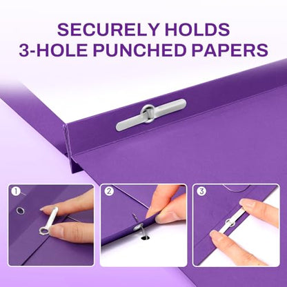 SUNEE 2 Pocket Folders with Prongs (25 Pack, Purple), Paper Folders with 2 Pockets and 3 Prongs Fit Letter Size Paper, Folders with Prongs for School Office Home Business - color: Purple
