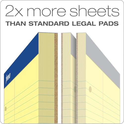 Ampad Double-Sheet Writing Pad, 8-1/2" x 11-3/4", Law Rule, Canary Paper, 3-Hole Punched, 100 Sheets (20-245) - size: 1 Count (Pack of 1)