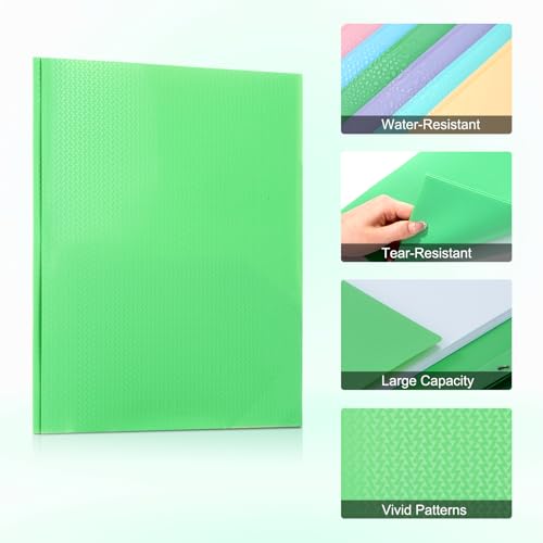 ViVin Sturdy Plastic Folder with Pockets,6 Pack,Heavy Duty Two Pocket 3 Prong Folders,Holds Letter Size Paper,File Folders with Business Card Slot for School Home and Office(Green) - color: Green, size: 6 PACK