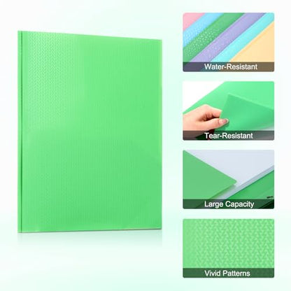 ViVin Sturdy Plastic Folder with Pockets,6 Pack,Heavy Duty Two Pocket 3 Prong Folders,Holds Letter Size Paper,File Folders with Business Card Slot for School Home and Office(Green) - color: Green, size: 6 PACK