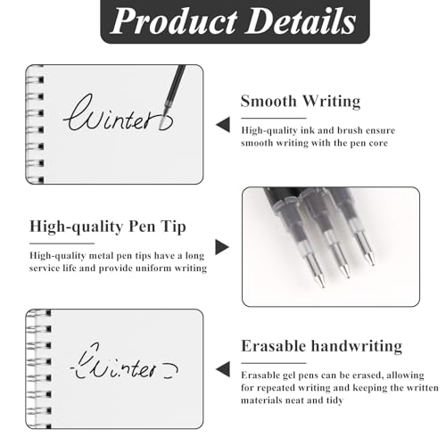0.7 mm Erasable Gel Ink Pen Refills Compatible with Frixion Friction, Smooth Writing Multicolor Retractable Fine Point Pen Refill for School Office Home Art (Black, 16) - style: Black