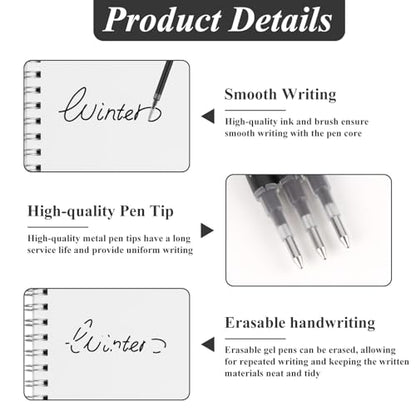 0.7 mm Erasable Gel Ink Pen Refills Compatible with Frixion Friction, Smooth Writing Multicolor Retractable Fine Point Pen Refill for School Office Home Art (Black, 16) - style: Black