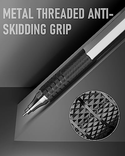 Four Candies Mechanical Graphite Pencil Set, 3pcs Black Metal Pencils with Anti-Skid Grip, Ideal for Artists, Professionals, Teachers and Students - color: Black, style: 0.7 MM