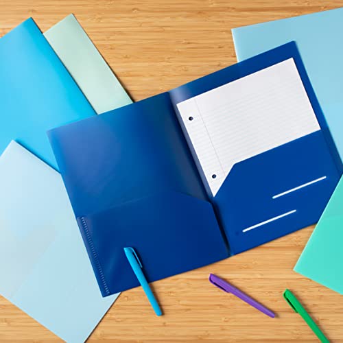 Youngever 6 Pack Heavy Duty Plastic Two Pocket Folders, Heavy Duty Plastic 2 Pocket Folder (Coastal Colors) - color: Coastal Colors