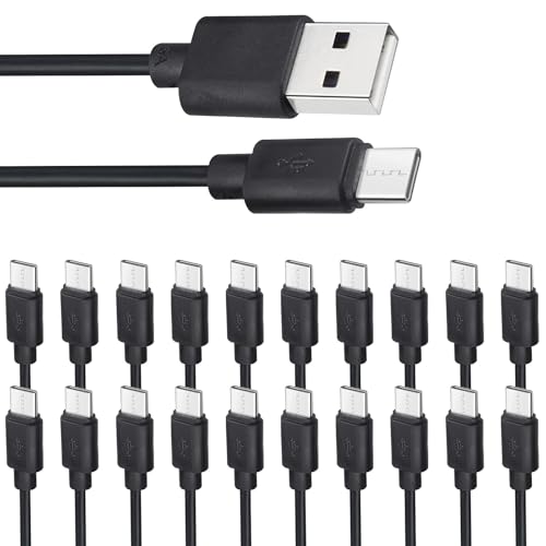 Smays USB C Cable Bulk 20-Pack, Type C Charger Cord 3.3ft Multipack - color: Black, size: 3 Feet