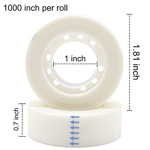 OWLKELA 12 Rolls Matte Adhesive Tape, Matte Finish Invisible Tape, Foggy Translucent Tape Great for Correction and Labeling, Compatible with Standard Tape Dispenser, 0.7 in x 1000 Inches - size: 12 pcs
