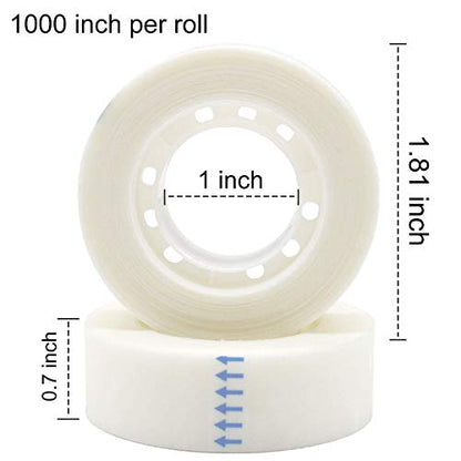 OWLKELA 12 Rolls Matte Adhesive Tape, Matte Finish Invisible Tape, Foggy Translucent Tape Great for Correction and Labeling, Compatible with Standard Tape Dispenser, 0.7 in x 1000 Inches - size: 12 pcs