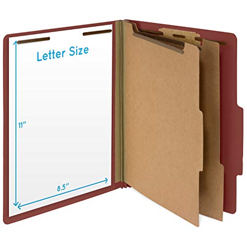 Blue Summit Supplies 10 Classification Folders, 2 Divider, Red | Heavy-duty, 2 in expansion, 2 prong fasteners, 2 dividers, 6 sections, for medical, legal, and personnel files