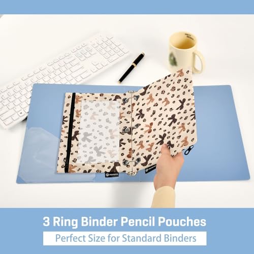 ALAZA Leopard Print Cheetah Bow Pattern Pencil Pouch for 3 Ring Binder 2 Pack Zipper Binder Pencil Bag Case with Clear Window Office Supplies - color: multi7