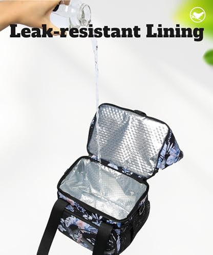 SUNNY BIRD Dual Compartment Lunch Bag Insulated Lunch Box for Women and Men (Hibiscus) - color: Hibiscus