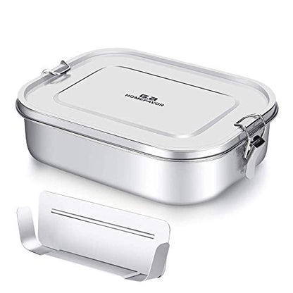 G.a HOMEFAVOR Stainless Steel Bento Lunch Box, 2-Compartment, 1400 ml/47 oz | Leak-Proof, Dishwasher Safe, BPA-Free, with Lock Clips & Removable Divider, Large Capacity, Meal Prep, for Adults - size: 1400 ml - with Compartments